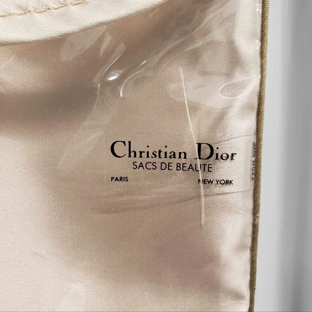 CHRISTIAN‎ DIOR 80s Beige Bag Honeycomb Sacs De Beaute Cosmetic Bag Unisex NEW